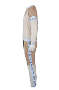 WTV169 Customized Winter Contrast Casual Set Golden Pants Bag Zipper 100% Poly Sports Suit Shop side view